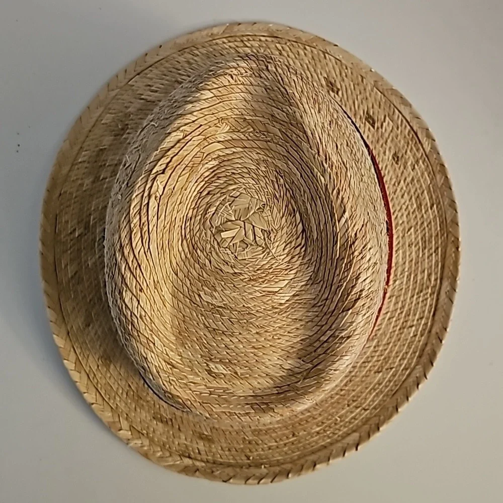 Stylish Straw Fedora with Red White and Blue Band
